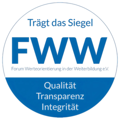 Trägt das Siegel FWW — Forum Werteorientierung in der Weiterbildung e. V.: Qualität, Transparenz, Integrität
